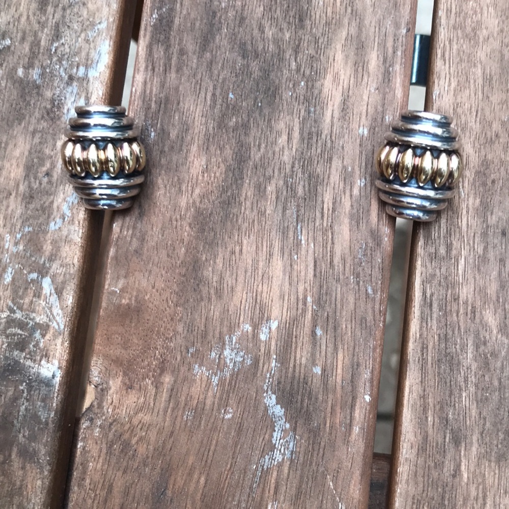 LAGOS Caviar EARRINGS ONLY Sterling Silver 18k Gold Large Scalloped Omega back